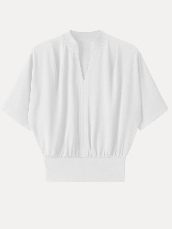 OGL Tops - OGL White Short-Sleeve V-Notch Pullover Top